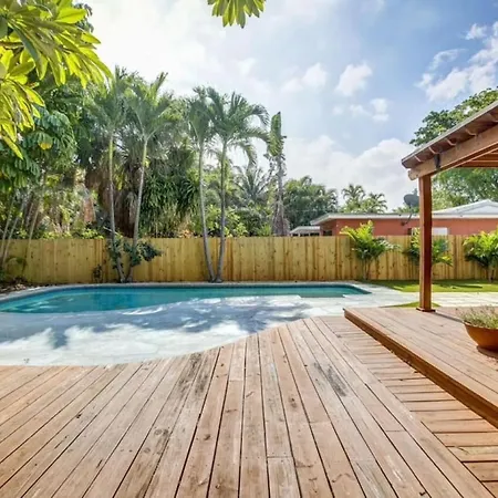 Tranquil Poolside Bliss Pergola Deck Turf Yard Villa